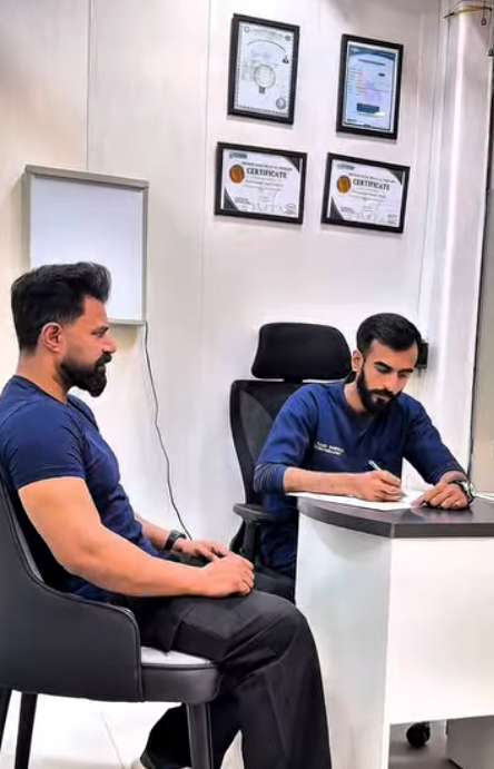 Physiotherapy assessment at LiveFit Physiotherapy, Islamabad